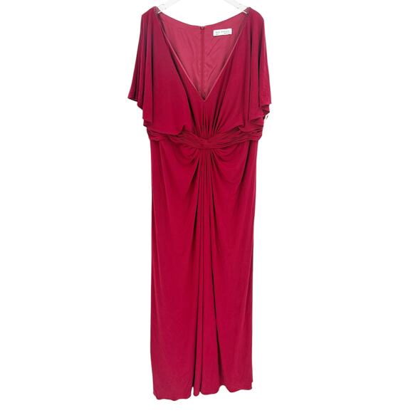 MAC DUGGAL Dress Size 24 Evening Gown NEW Red Twist Waist Jersey V Neck - Picture 4 of 7